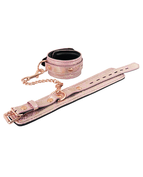 Spartacus Wrist Restraints with Leather Lining - Pink Snakeskin Micro Fiber