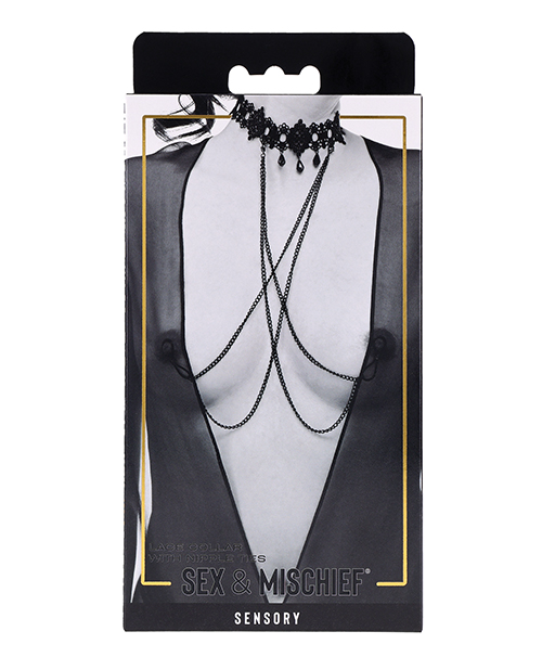 Sex & Mischief Lace Collar with Nipple Ties