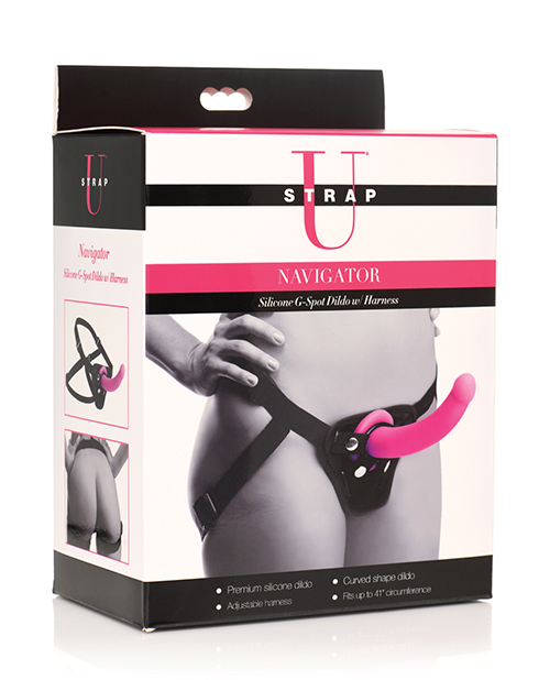 Strap U Navigator Silicone G Spot Dildo with Harness